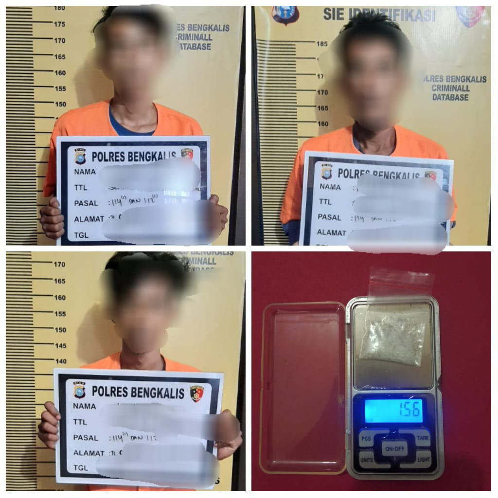 Team Satres Narkoba Polres Bengkalis Seret Tiga Pria di Kecamatan Bandar Laksama Kedalam Jeruji Besi
