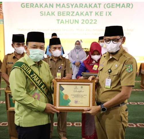 Penghargaan BAZNAS Bukti Komitmen Pemkab Siak Gencarkan Gerakan Masyarakat Berzakat
