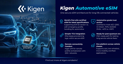 Kigen Automotive eSIM first to achieve GSMA eSA certification, bringing latest SGP.32 security to connected vehicle OEMs for long-life fleets