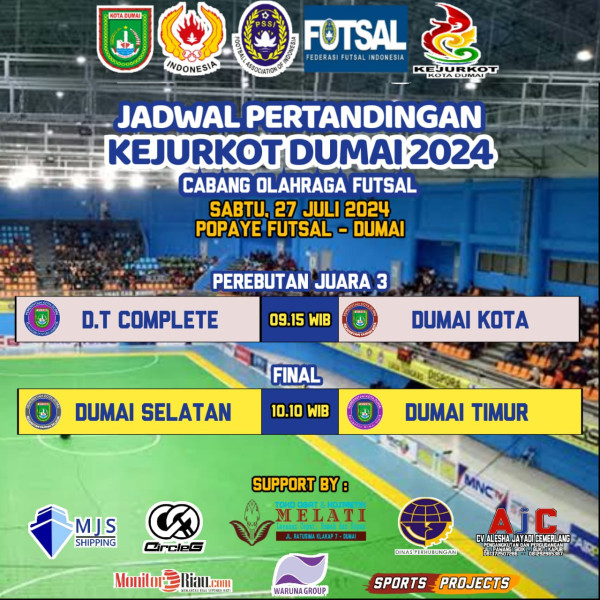 Dumai Timur tantang Dumai Selatan di Final Kejurkot Futsal Dumai