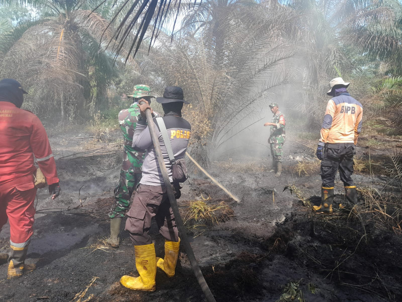 Tak Kenal Lelah, Sertu Aslim Lubis dan Tim Satgas Terus Lakukan Pendingin Lahan