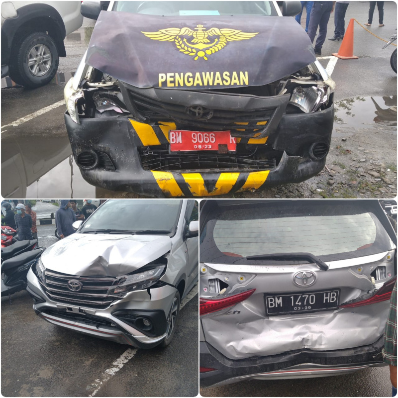 Tabrakan Beruntun di Jalan Sudirman Dumai, Mobil Dinas Perhubungan Ringsek