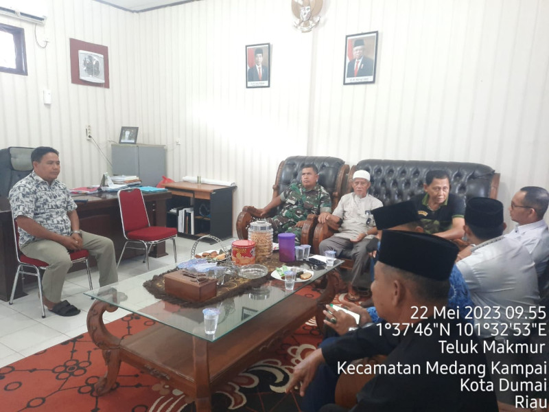 Jelang Milad ke 21 Kecamatan Medang Kampai, Babinsa Laksanakan Rapat Persiapan