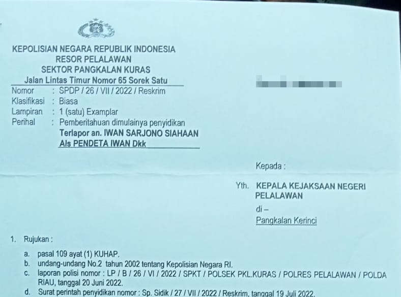 Laporkan Masalah, Warga Pelalawan Justru Diduga Dijadikan Tersangka