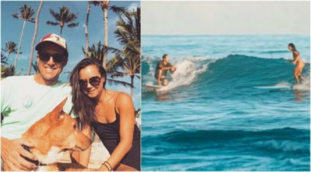 Romantisnya Pria Melamar Kekasih Sambil Berselancar, Cincin Sempat Jatuh Ditelan