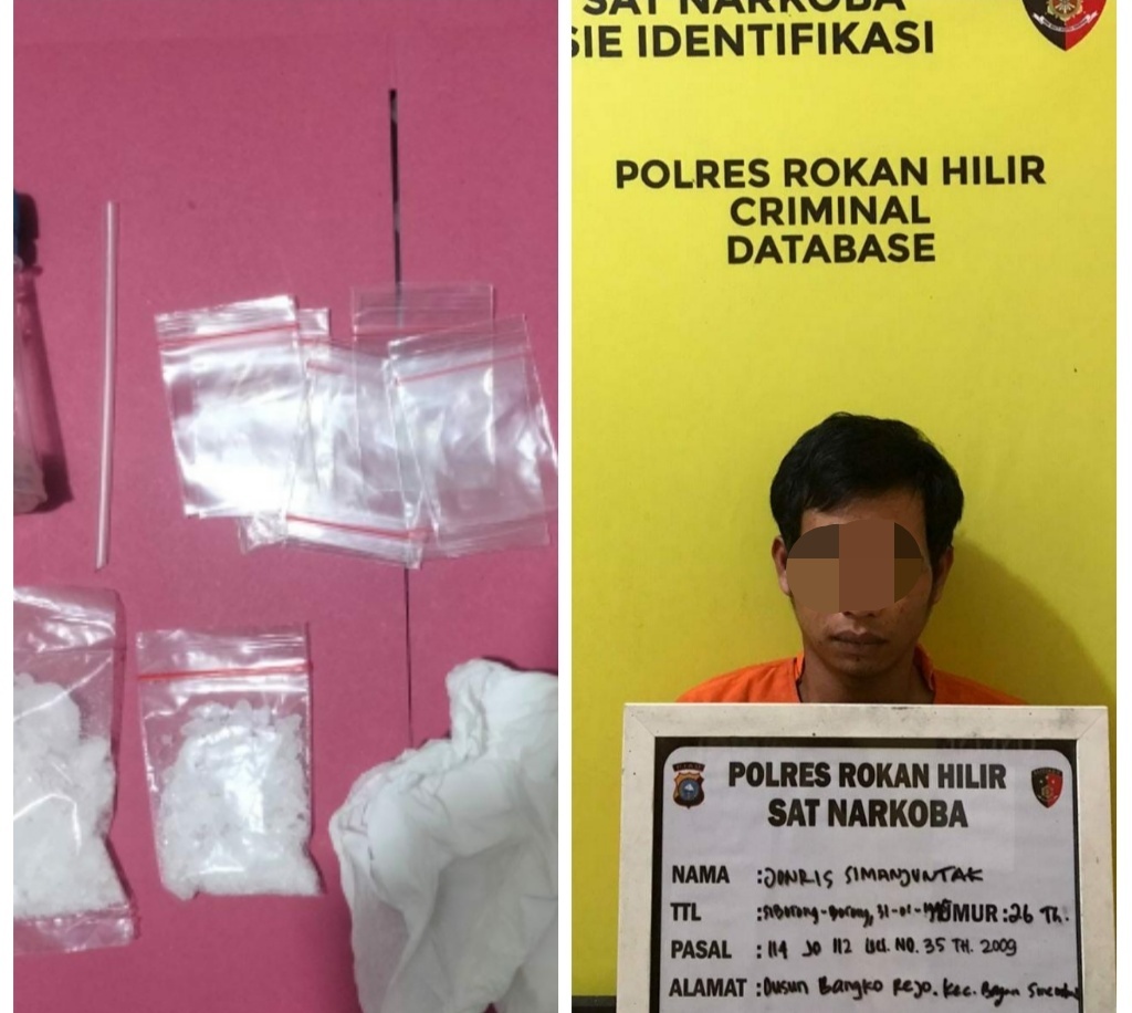 Sat Narkoba Polres Rohil Bekuk Pria Hendak Transaksi Sabu Dari Kamar Hotel