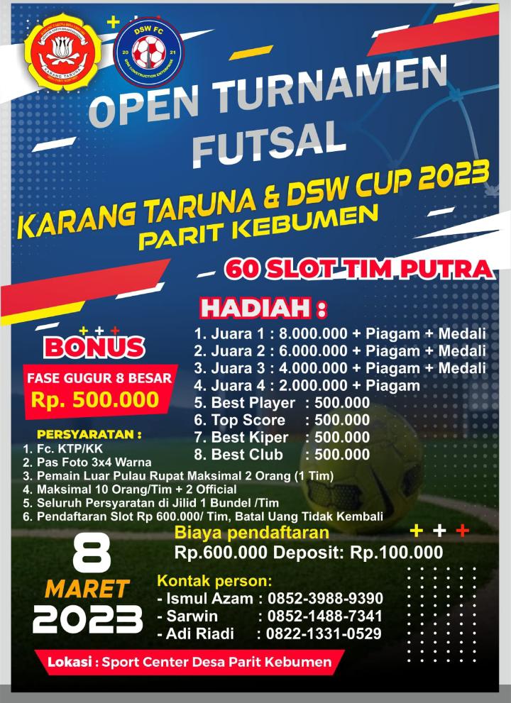 DSW & Karang Taruna Gelar Turnamen Futsal di Rupat, Total Hadiah Puluhan Juta Rupiah