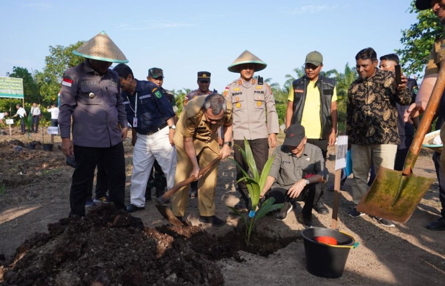 Gubri Syamsuar Tanam Kelapa Pandan Wangi Dan Talas Ungu di SMKN 1 Rupat