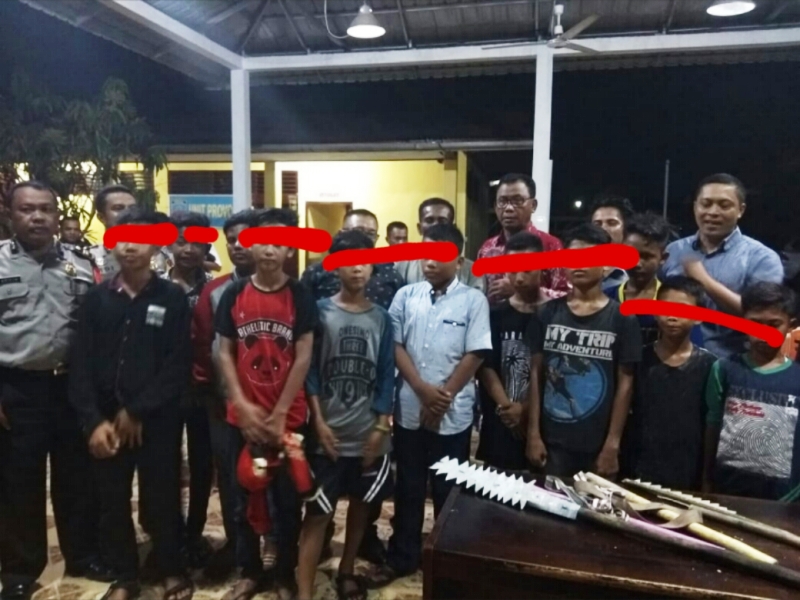 Polsek Bangko Amankan 12 Anak Geng TBB Bagansiapiapi