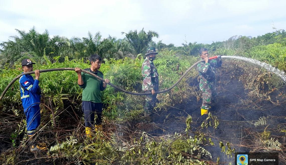 Danramil 04/PWK Pimpin Langsung Pemadaman Karhutla di Kelurahan Pelintung