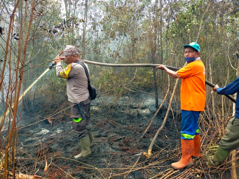 Lawan Bara di Balik Gambut, Polres Dumai Intensifkan Pendinginan Lahan di Empat Kecamatan