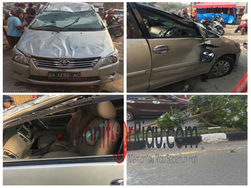 Kecelakaan Tunggal Mobil Innova Silver terjadi lagi di Jl. Sudirman Duri