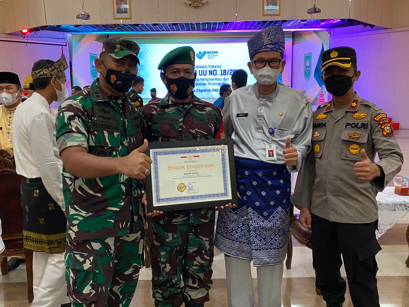 Kodim 0320/Dumai Dapatkan Penghargaan Dari BP2MI