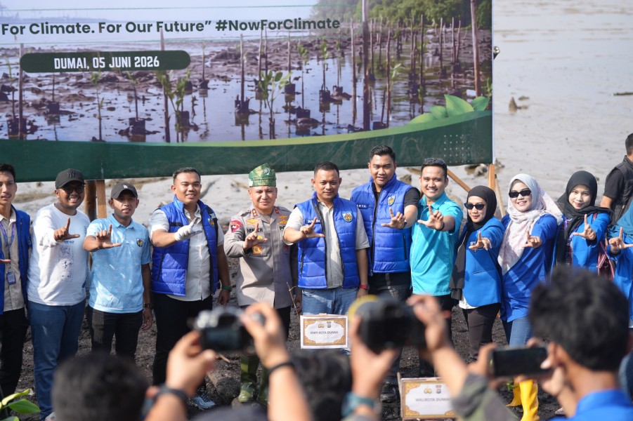 Wujud Cinta Alam, di Hari Lingkungan Hidup, DPD KNPI Dumai Laksanakan Penanaman Mangrove