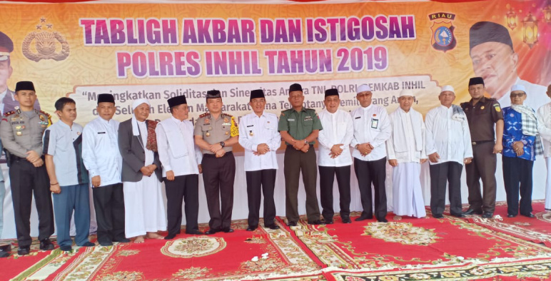 Bupati Ikuti Tabligh Akbar dan Istighosah di Mapolres Inhil