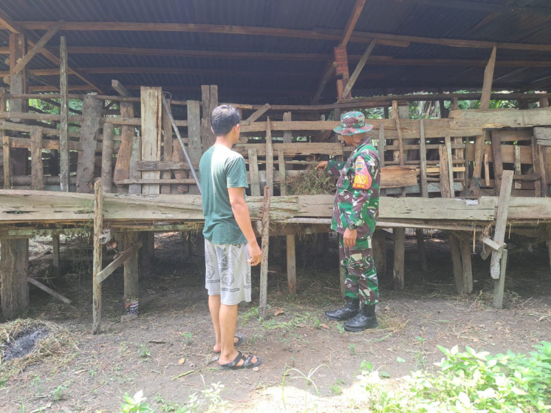 Babinsa Koramil 01/Dumai Sosialisasikan Pencegahan PMK di Kandang RT 04