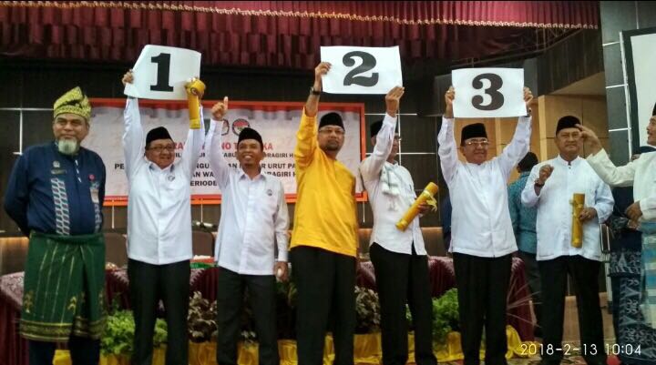 Tiga Paslon Bupati dan Wakil Bupati Inhil Lakukan Pencabutan Nomor Urut