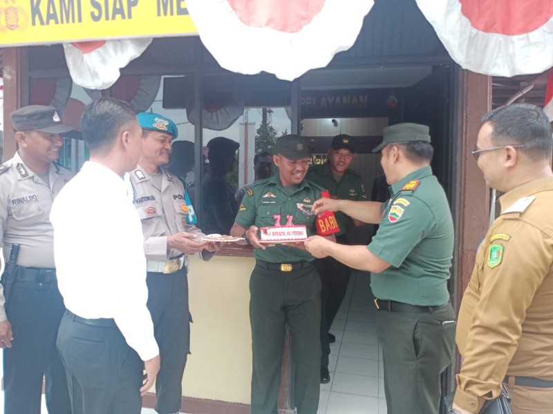 Kunjungan Danramil 06 ke Polsek Merbau, Rayakan HUT Bhayangkara ke 77