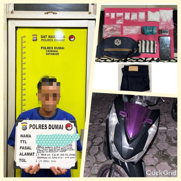 Polres Dumai Amankan Ratusan Gram Sabu Dari Tersangka B