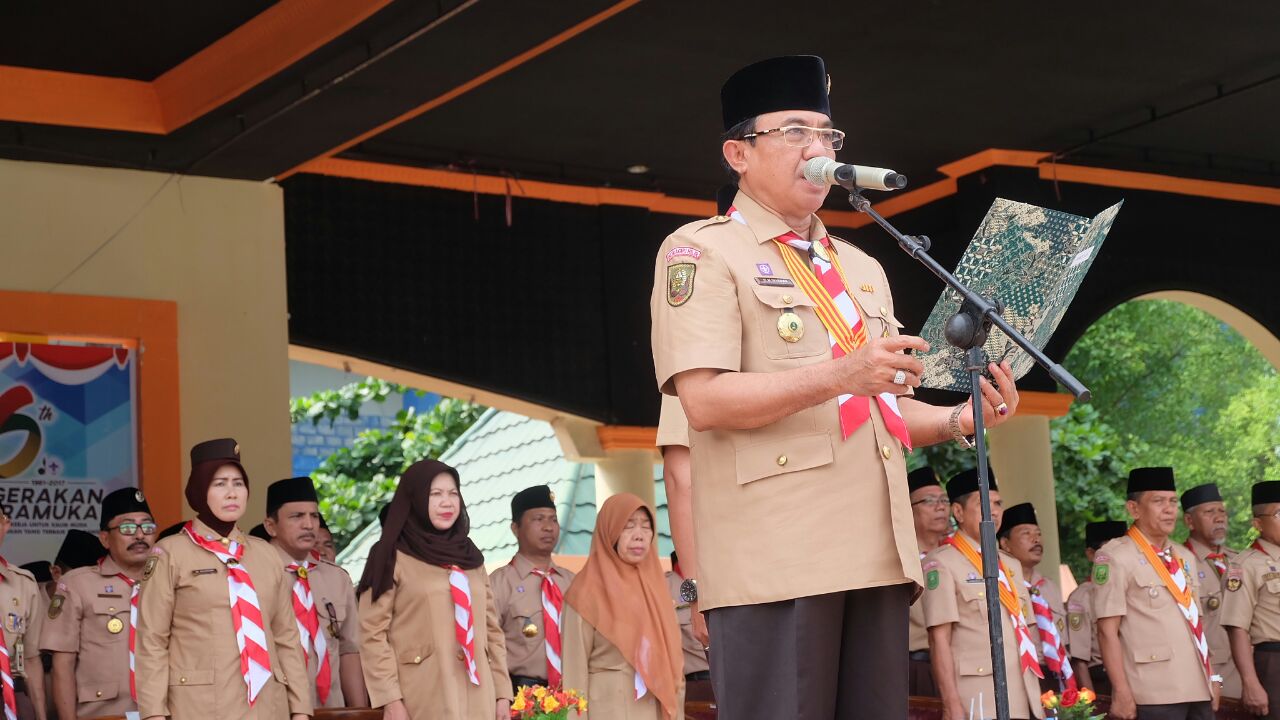 Bupati Inhil Pimpin Apel Peringatan HUT Pramuka Ke - 56