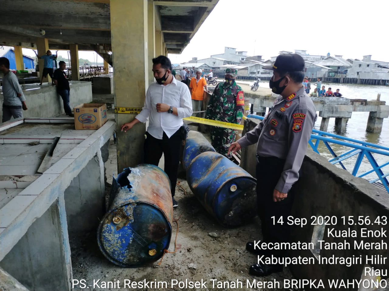 Drum Plastik Dermaga Apung di Kuala Enok Meledak