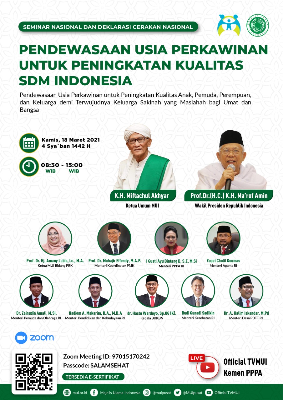 MUI dan Pemerintah Sepakat Deklarasikan Gerakan Nasional Pendewasaan Usia Perkawinan