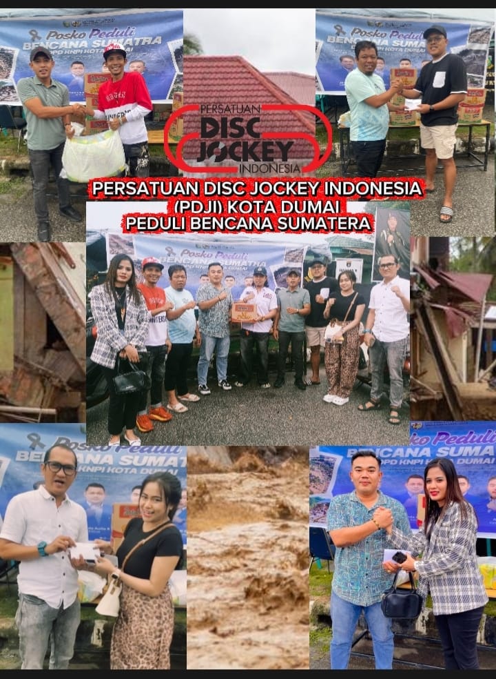 Persatuan DJ Indonesia Dumai Serahkan Bantuan Bencana Banjir Melalui KNPI Dumai