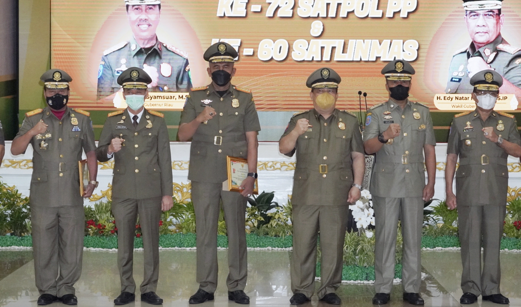Bupati dan Wabup Rohil Hadiri HUT Satpol PP dan Satlinmas Tingkat Provinsi Riau