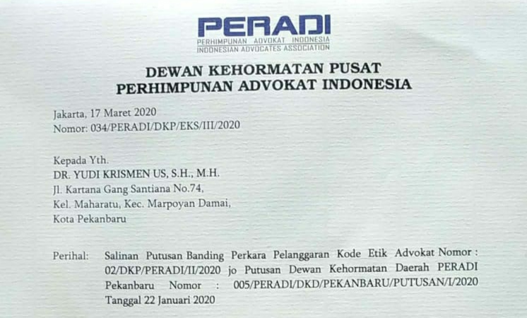 Hasil Putusan Banding DKP-PERADI: Muslim Amir Dinyatakan Bersalah dan Denda Rp 20 juta