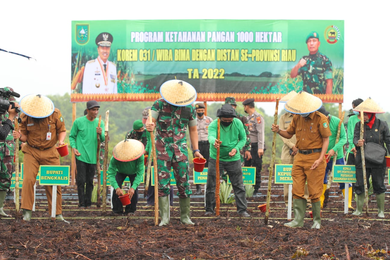 Hujan, Tak Surutkan Semangat Dandim 0303 Bengkalis, Lounching Program Ketahan Pangan