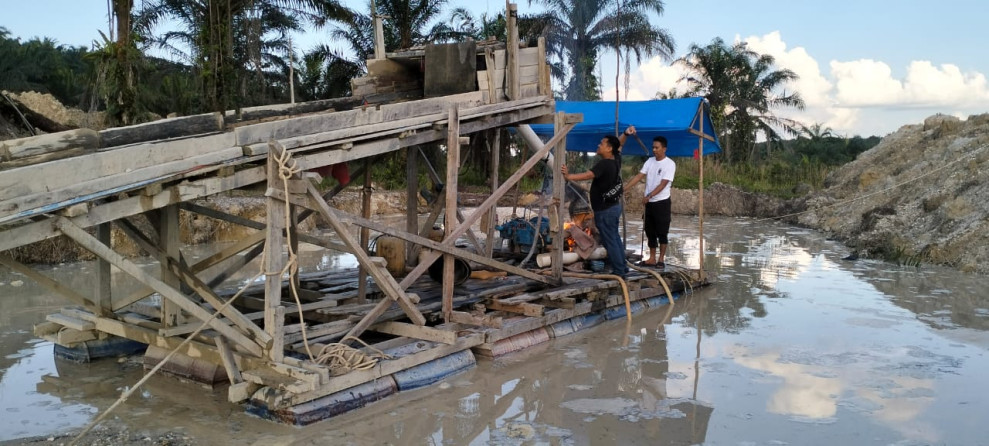 Polsek Singingi Lakukan Penertiban Penambangan Emas Tanpa Izin di Desa Sungai Keranji Kecamatan Singingi