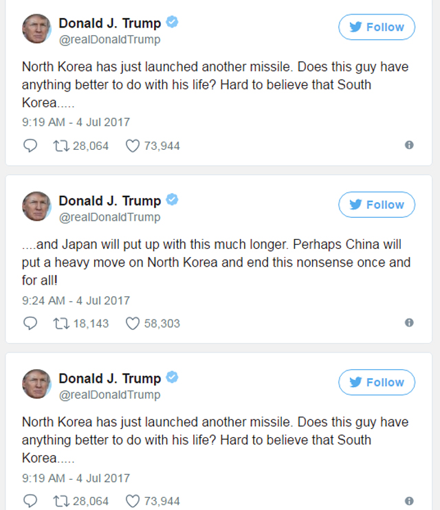 Korut Sukses Uji Coba Rudal, Trump Mengamuk di Twitter