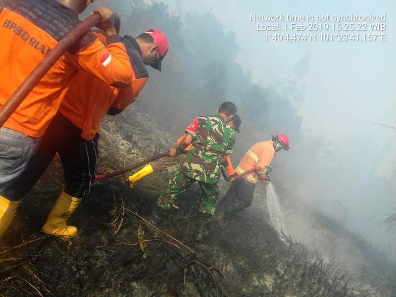 Dandim 0320/Dumai Pimpin Langsung Pemadaman Karhutla di Jalan Wan Amir