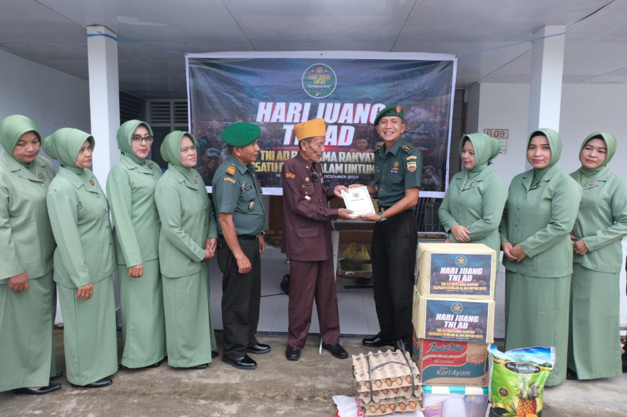 Sampaikan Cinta dan Kasih di Hari Juang TNI AD, Kodim 0320/Dumai Bersilaturahmi Dengan Keluarga Veteran dan Santuni Panti Asuhan