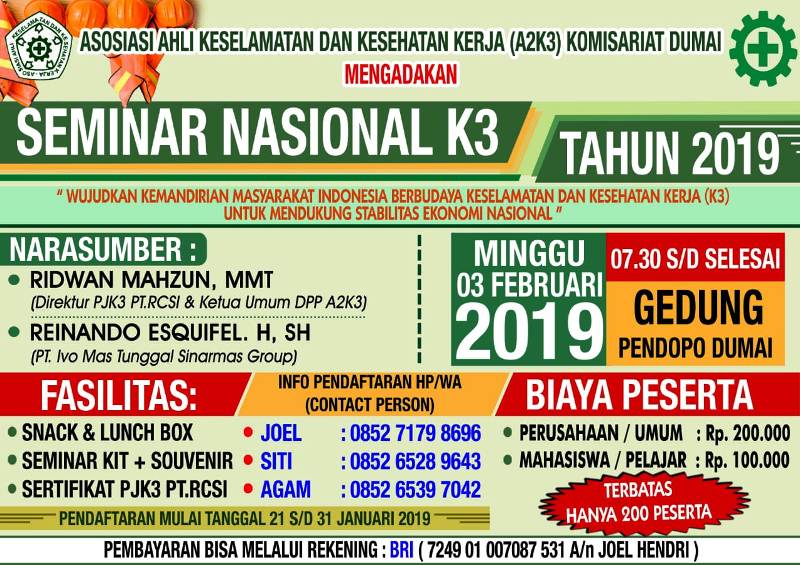 Asosiasi Ahli K3 Dumai Gelar Seminar Nasional K3