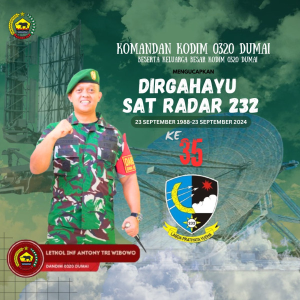 Dandim 0320/Dumai Ucapkan Dirgahayu ke-35 untuk Sat Radar 232