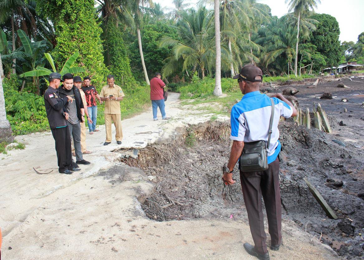 Tinjau Abrasi di Teluk Tungku Desa Darul Aman, Camat Rupat Merasa Khawatir