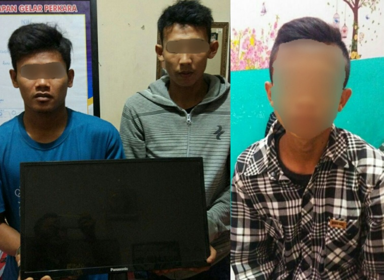 Terekam CCTv, 3 Pencuri dalam Wisma Diciduk Polisi
