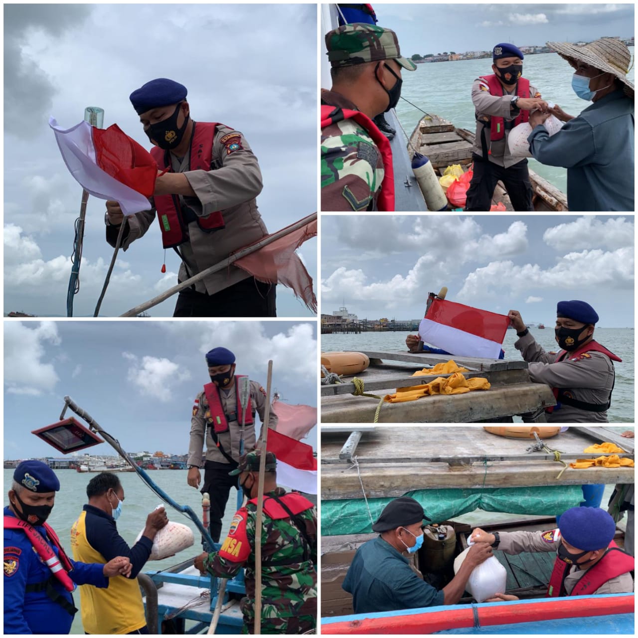 Satpolairud Polres Karimun bagikan 300 paket sembako dan Bendera Merah Putih ke Nelayan