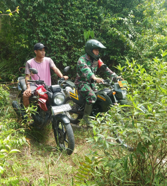 Babinsa Kampung Baru Serka Albinur Lubis Lakukan Patroli Cegah Karhutla di Jalan Pawang Sidik