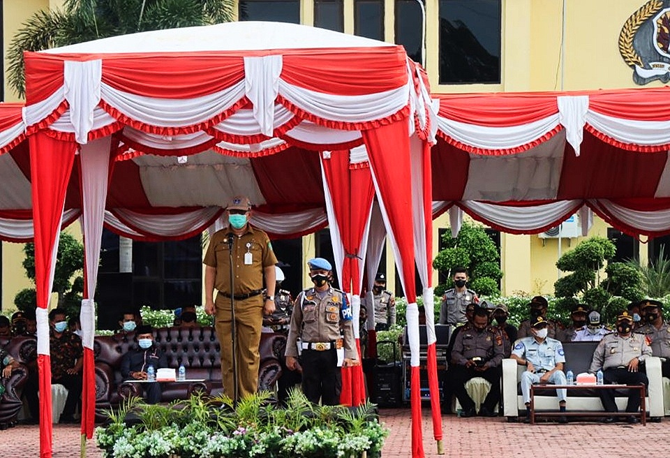 Asisten I Sekdakap Rohil Pimpin Apel Gelar Pasukan Operasi Lilin Lancang Kuning Sambut Nataru