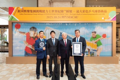 Galaxy Entertainment Group Achieves  The GUINNESS WORLD RECORDS™ Title of  The largest display of coloured ping-Pong/table tennis balls