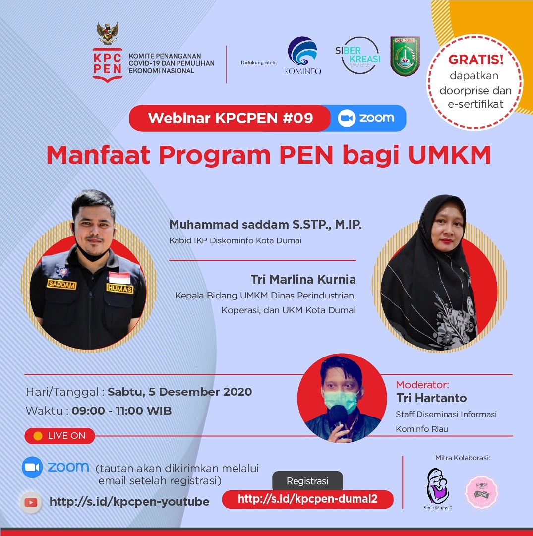 KPCPEN Bersama Diskominfo Dumai Gelar Webinar Manfaat Program PEN Bagi UMKM