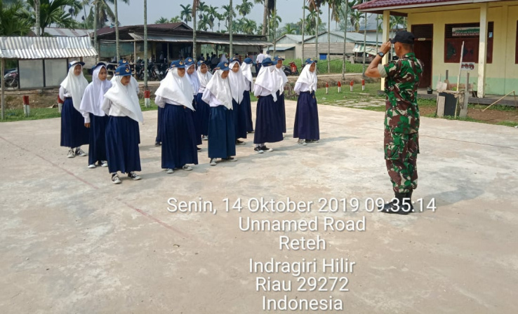 Satgas TMMD ke-106 Kodim 0314/Inhil Beri Pelatihan PBB kepada Pelajar SMP