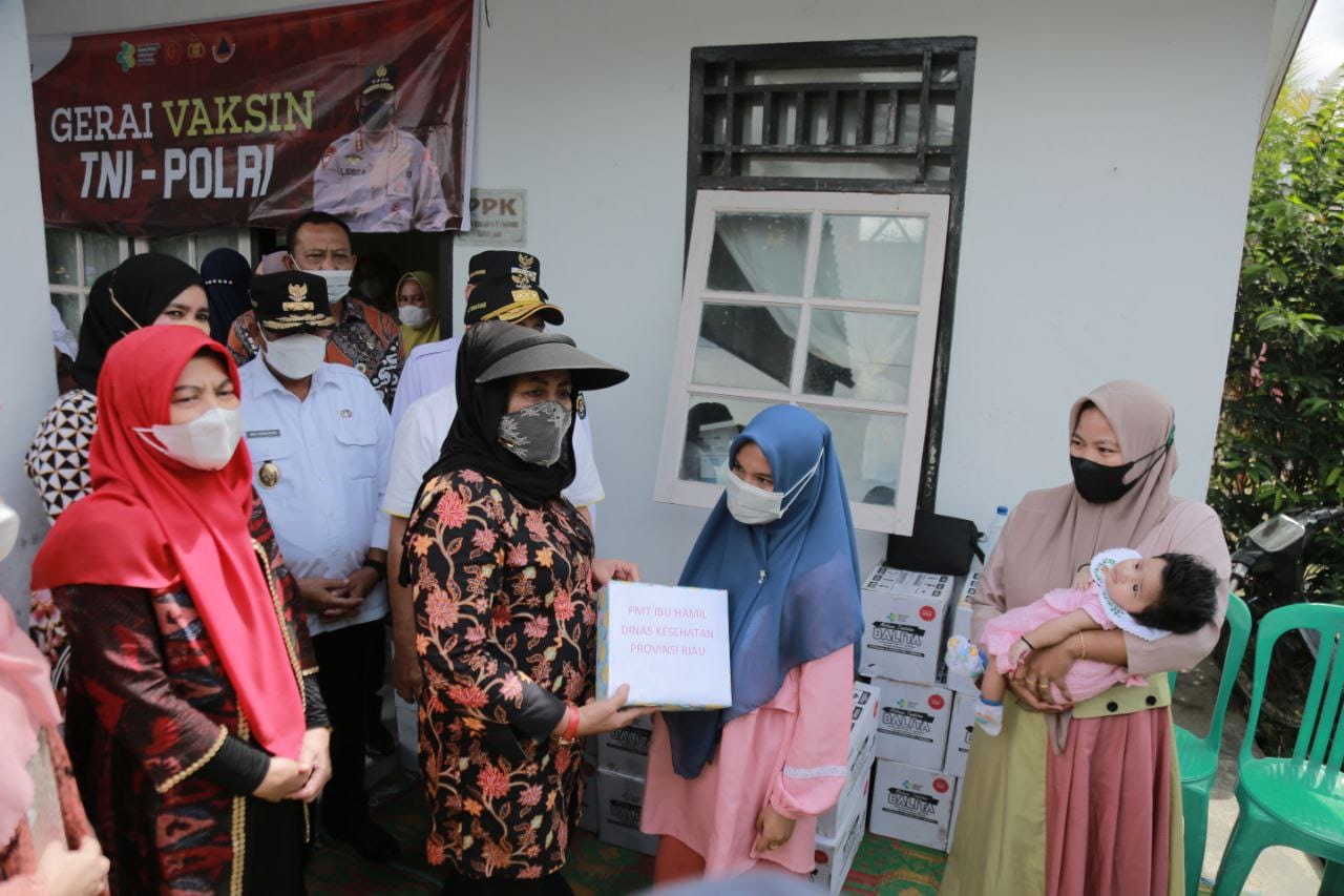 Gubri Bersama PKK Riau Berikan Bantuan PMT  untuk Balita dan Ibu Hamil