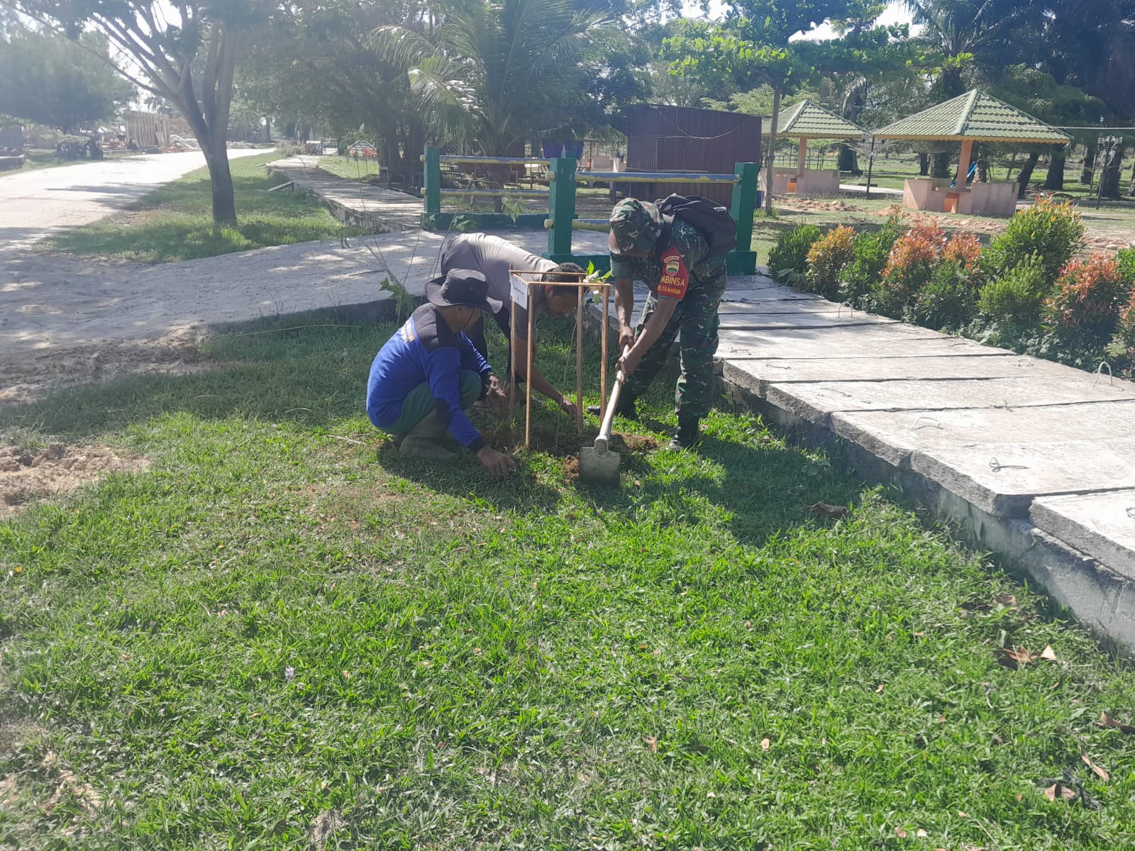 Dukung Kelestarian Lingkungan, Serka Al Lubis Hadiri Giat Penanaman Pohon Tabebuya