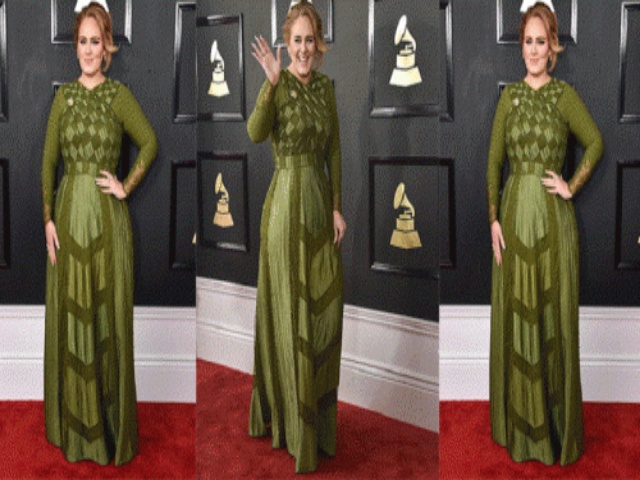 Grammy Awards 2017: Melangkah di Red Carpet, Adele Curi Perhatian dengan Gaun Hijau Givenchy