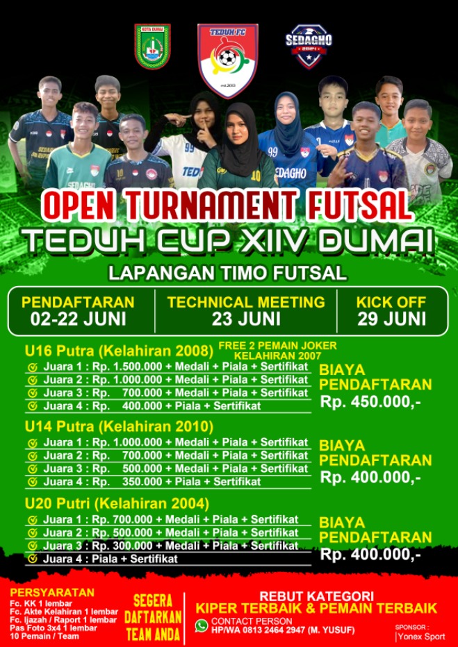 Teduh FC Gelar Turnamen Futsal 3 Kategori Sekaligus