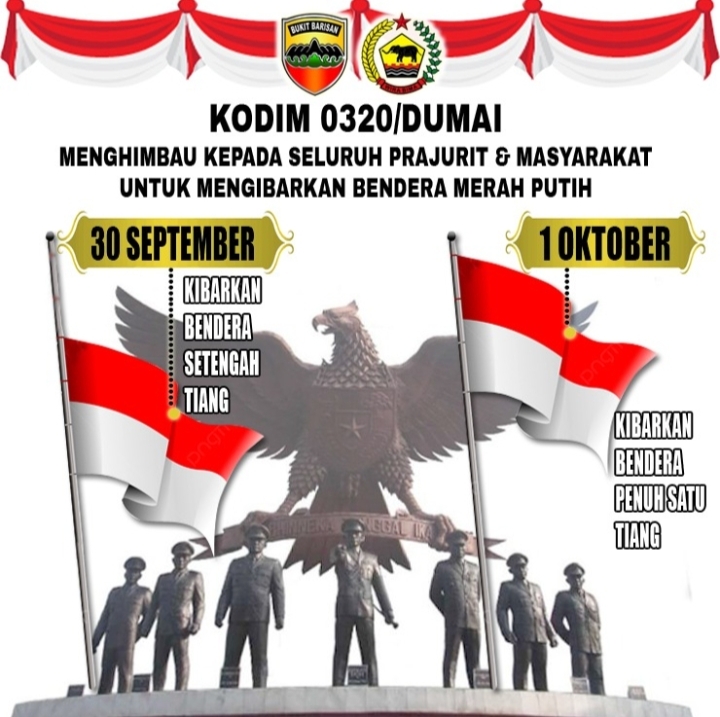 Dandim 0320/Dumai Ajak Masyarakat Kibarkan Bendera Setengah Tiang Pada Tanggal 30 September