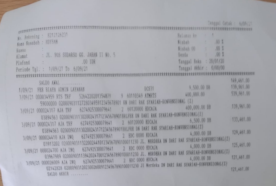 Diduga Kecewa Kepada Jasa Pelayanan BRI Link, Edysam Anggota DPC-AJOI Lingga Paparkan Kekecewaan